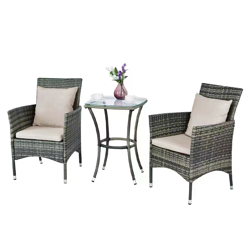 Outdoor Rattan Casual Coffee Table And Chairs 3-Piece Set